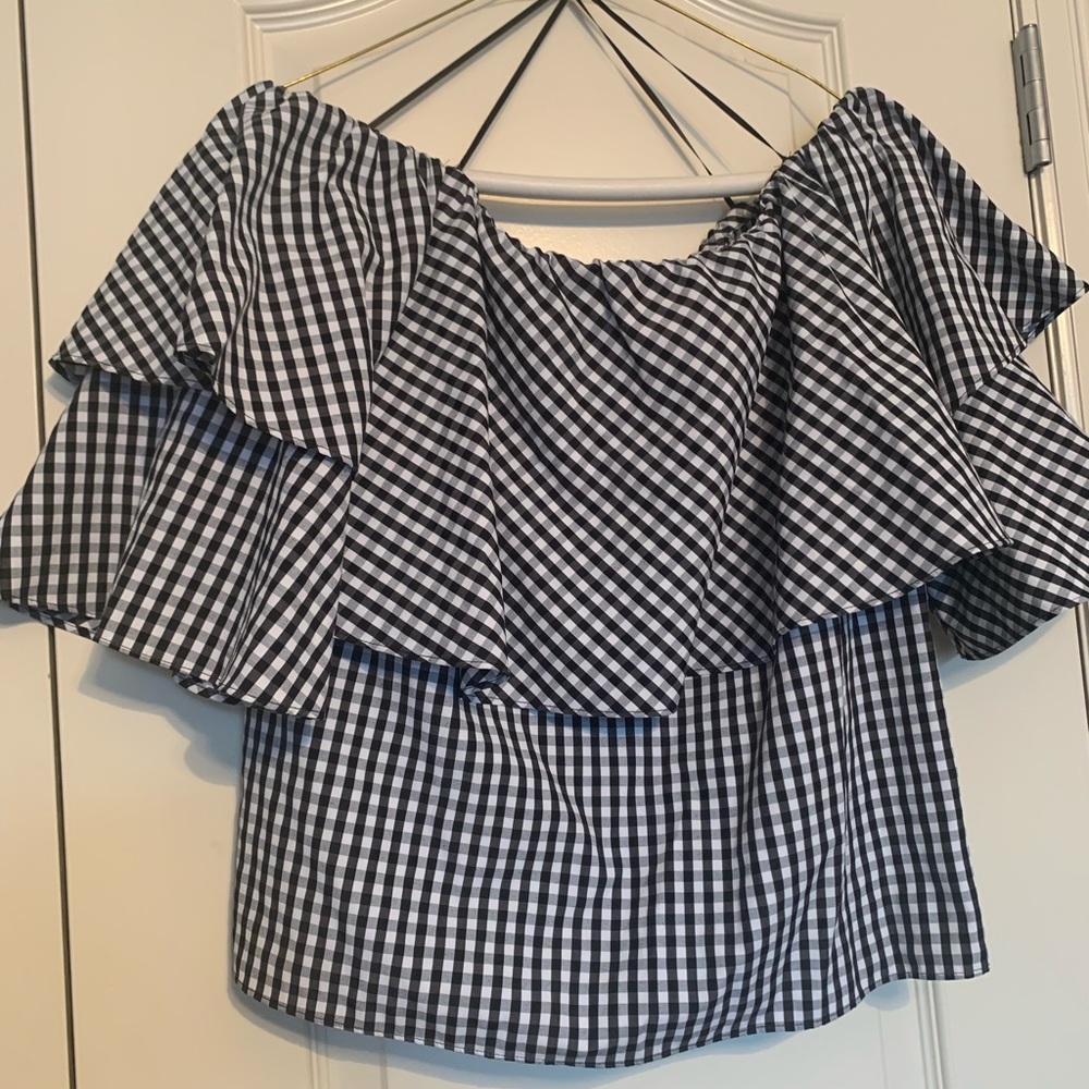 WAYF Gracie Off The Shoulder Gingham Top - Picture 4 of 7